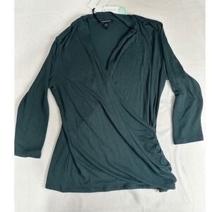 Hawthorn Stitch Fix Women's XL Wrap Top Long Sleeve Green Blouse NWT